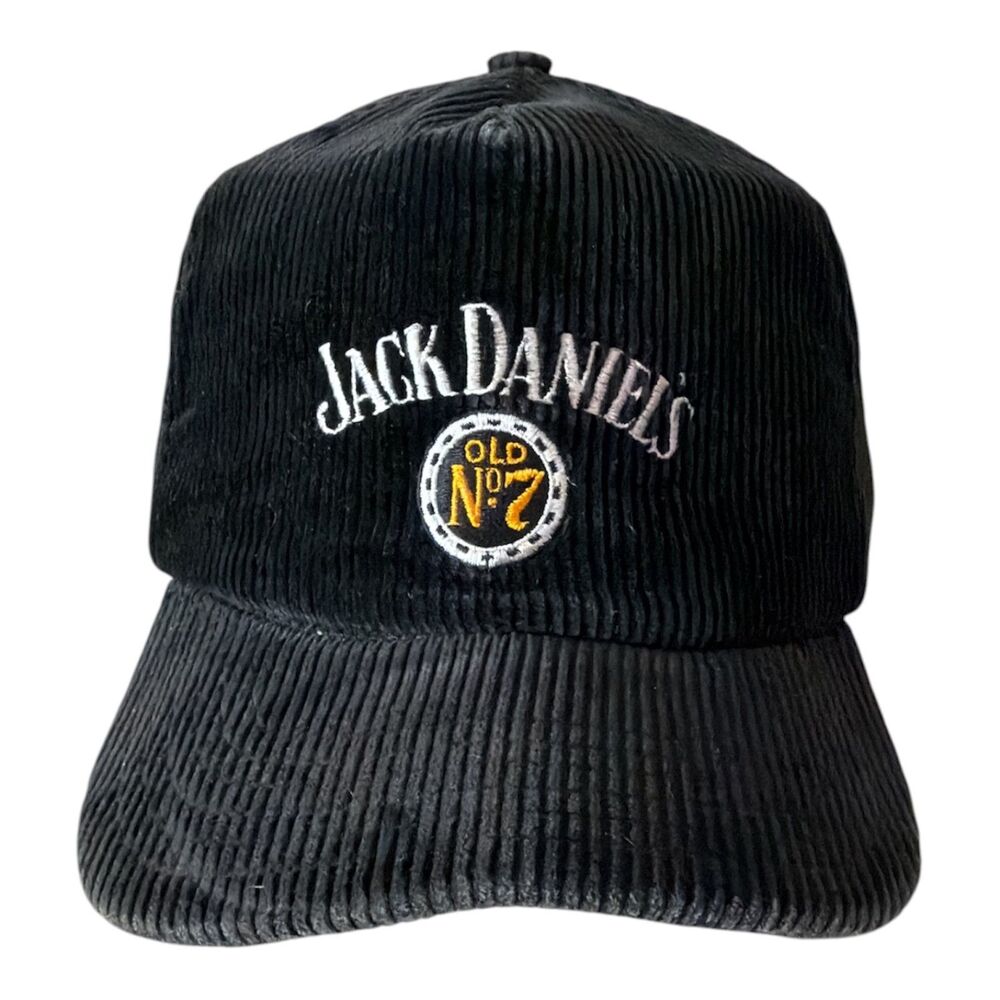 VTG BLK Corduroy Jack Daniels Balsam Wide Wale Mens Corduroy Hat American Needle